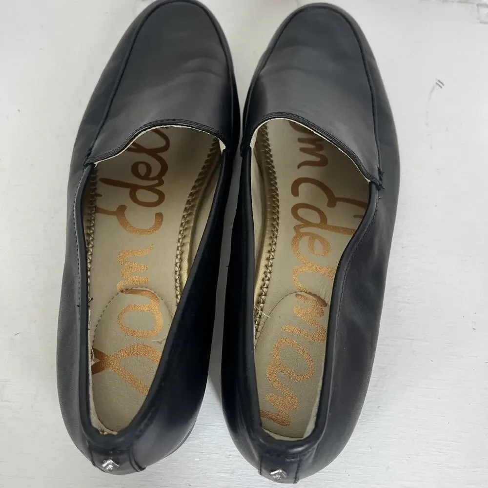 Sam Edelman Leon Black Leather Loafers US 10M Classic Slip-on Round Toe